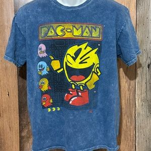 Men's Pac-Man Graphic T-Shirt Acid Stone Wash Size Medium